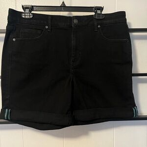NWOT,Lularoe Denim Shorts Women's 30 Black Cuffed Mid Rise 5" Inseam Stretch,F13